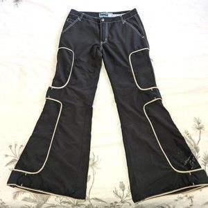 Macgirl Vintage Y2K Rave Pants w/Glow in the Dark Piping/Zippers Size 9